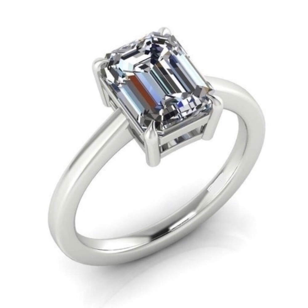 White Gold Princess Cut 2CT Stone Ring - Picture 2 of 4